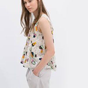ZARA 90's pattern flowy babydoll top small